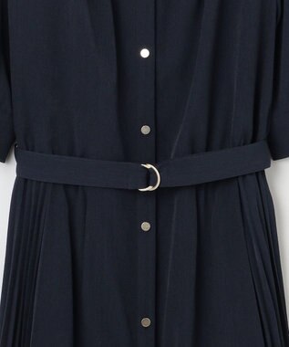 ANY SIS 【洗える】サイドプリーツフレア ワンピース ネイビー
