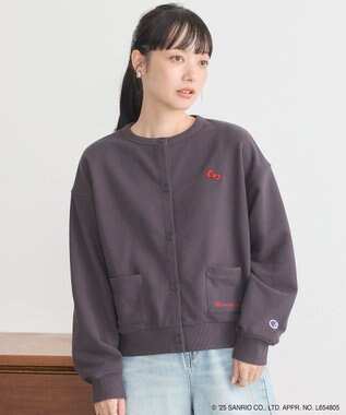 earth music&ecology チャンピオン　ハローキティ×ｅｍａｅ裏毛カーディガン Charcoal Gray
