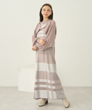 earth music&ecology Ｓｅｔ２点ショートニット＋チェックワンピース Beige