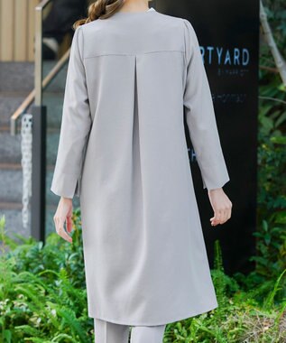 Tiaclasse L 【ダブルストレッチ】【洗える】ノーカラーAラインコート グレー