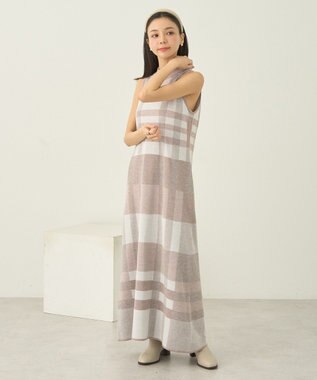 earth music&ecology Ｓｅｔ２点ショートニット＋チェックワンピース Beige