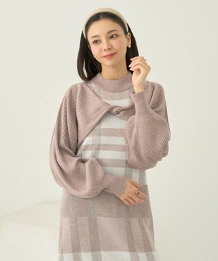 earth music&ecology Ｓｅｔ２点ショートニット＋チェックワンピース Beige