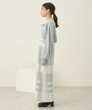 earth music&ecology Ｓｅｔ２点ショートニット＋チェックワンピース Gray