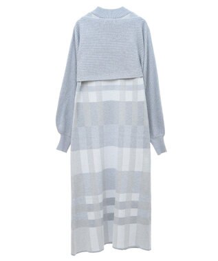 earth music&ecology Ｓｅｔ２点ショートニット＋チェックワンピース Gray