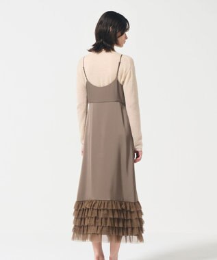 GRACE CONTINENTAL フリルチュールサテンキャミワンピース ブラウン