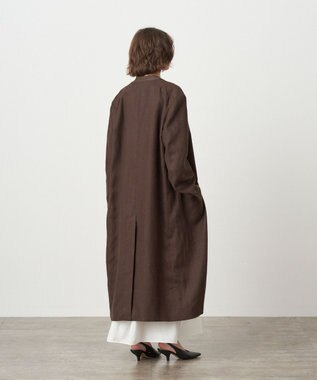 ATON HEMP SUEDE | タキシードカラーロングコート BROWN
