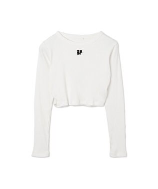 WEGO ワンポイントデザインフィンガーホールリブロンT オフホワイト