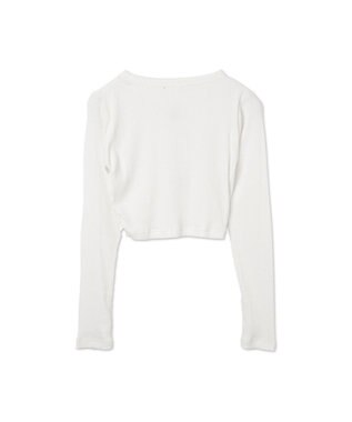 WEGO ワンポイントデザインフィンガーホールリブロンT オフホワイト