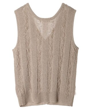 Green Parks フリンジニットベスト Gray Beige