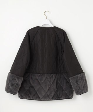 ANY SIS フェイクファーコンビキルティング アウター ブラック