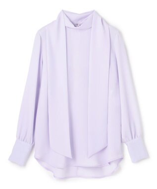 BEIGE， 【洗える】STOW / パフスリーブボウタイブラウス Lilac