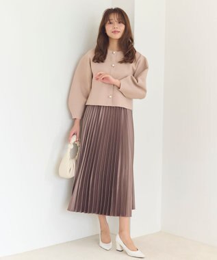 Feroux サテン プリーツスカート グレー系