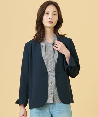 J.PRESS LADIES S 【セットアップ対応・人気素材】Light ジョーゼット ノーカラー ジャケット