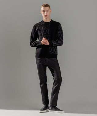 JOSEPH HOMME フォレストジャガードブロック　クルーネックニット ブラック系5