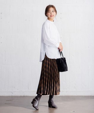 ANY 【14色展開/洗える】ウーリッシュ プリーツスカート ブラウン（タータンチェック）