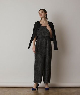 GRACE CONTINENTAL ラメリブシアーニットカーディガン ブラック