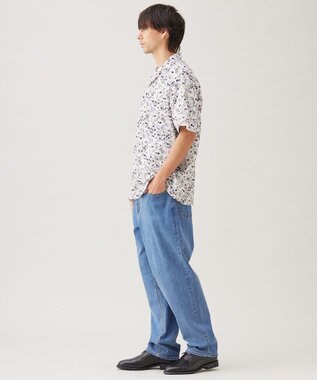 UNFILO MENS ボタニカルプリント オープンカラーシャツ【ギフトにもおすすめ】 ベージュプリント