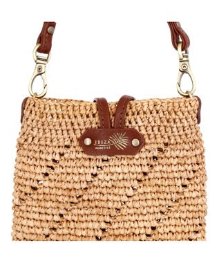 IBIZA ラフィア　スマートフォンポシェット 濃茶