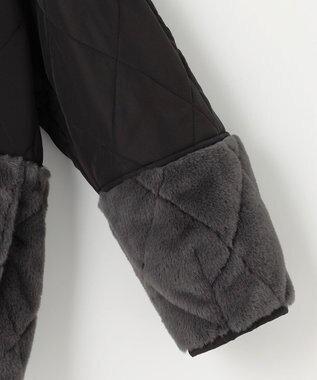 ANY SIS フェイクファーコンビキルティング アウター ブラック