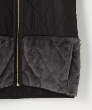 ANY SIS フェイクファーコンビキルティング アウター ブラック