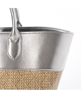 UNBILLION ペルケ perche / 雑材風×牛革付属トートバッグ シルバー