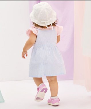 MIKI HOUSE HOT BISCUITS 【70-110cm】 キャビット×お菓子シリーズ サッカー素材ジャンパースカート サックス