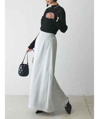 Green Parks AnriettMusee サテンナロースカート Gray