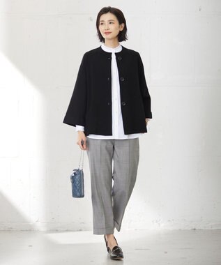 J.PRESS LADIES T/R/W グレンチェック パンツ ライトグレー系3