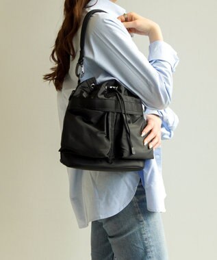 ACE BAGS & LUGGAGE JEWELNA by Jewelna Rose ナイロン巾着バッグ 16201 軽量 2WAY ハンドバッグ ショルダーバッグ ブラック