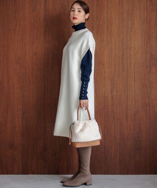組曲 L 【WEB限定】チュニック丈ニットワンピース アイボリー系