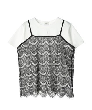 earth music&ecology ＳＥＴ２点レースキャミソール＋ＴＥＥ Black