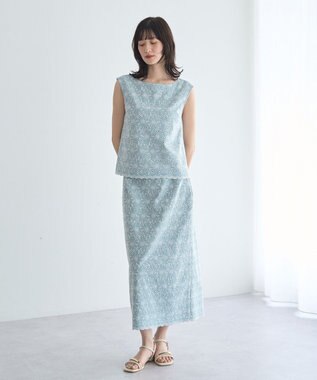 YECCA VECCA フラワーレースブラウス Light Blue