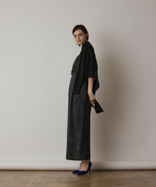 GRACE CONTINENTAL ラメリブシアーニットカーディガン ブラック