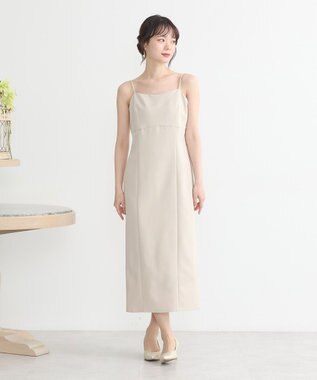 earth music&ecology SET2点フリルボレロ＋ナローワンピース ライトベージュ