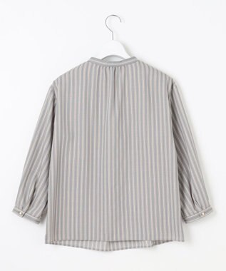 J.PRESS LADIES L TW ストライプ＆チェック カットソー ライトグレー系1