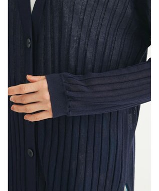 Green Parks 推しニット　リブ編みミドル丈カーディガン Navy