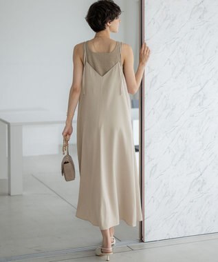 23区 【見上愛さん着用/洗える】スエーディーサテン キャミソール ワンピース ベージュ系