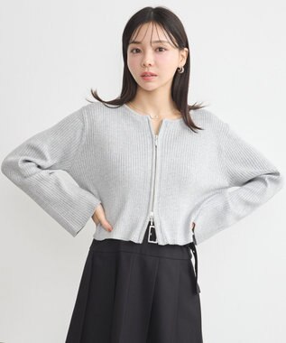 earth music&ecology ダブルジップニットカーディガン Gray Mixture