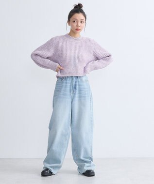 earth music&ecology ブラッシュヤーンニットプルオーバー Lavender