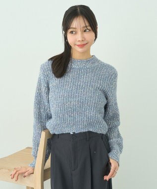 earth music&ecology ブラッシュヤーンニットプルオーバー Blue