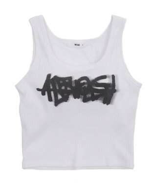 WEGO 【カップ付きインナー】グラフィックカップ付きリブタンク 柄2