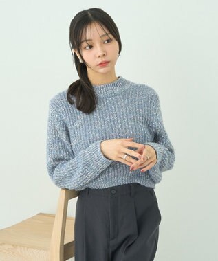 earth music&ecology ブラッシュヤーンニットプルオーバー Blue