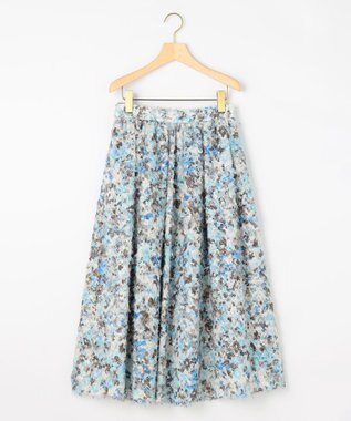 組曲 S ヘアリーフラワープリント スカート ブルー系5