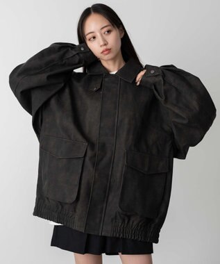 WEGO 【ユニセックス着用ITEM】エコレザー2WAYフライトジャケット 柄1