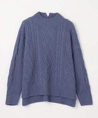 ANY 【6色展開】ソフトアクリルハイネックケーブルニット ブルー