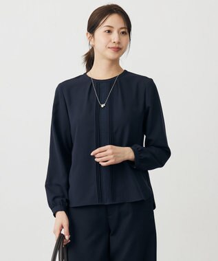 J.PRESS LADIES ヌーディスバックサテン ブラウス ネイビー系
