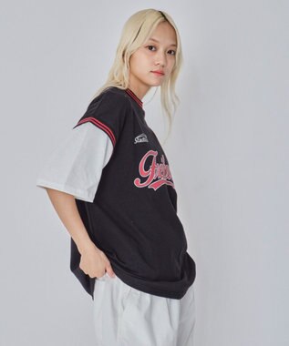 WEGO 【ユニセックス着用ITEM/MLサイズ展開】フェイクタンクグラフィックT（SS） ブラック