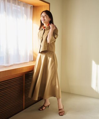 #Newans 【シワになりにくい】〈花乃まりあさんコラボ〉サーキュラースカート サンドベージュ