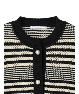 Green Parks ・ＥＬＥＮＣＡＲＥ　ＤＵＥ　パール釦カーディガン Border Black