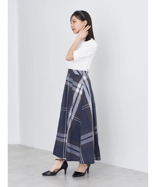 earth music&ecology ＢＩＧチェックフレアスカート Navy